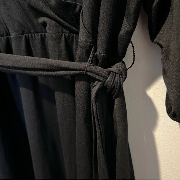 Draper James RSVP Plus Size Womens Midi Knit Wrap Dress Black Belted 3XL NWT - Picture 9 of 16